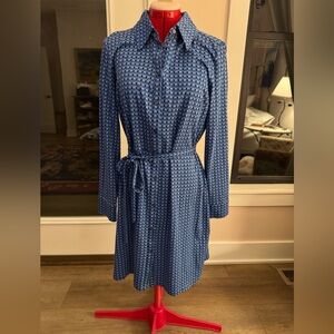 NWT Boden shirtdress 12R Tencil knit 70s vibe button up self fabric tie belt
